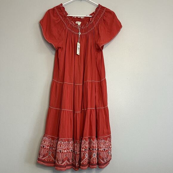 Max Studio Dresses & Skirts - NWT Max Studio Red Mini Dress Sz L College Sundress Vacation Embroidered Ruffle